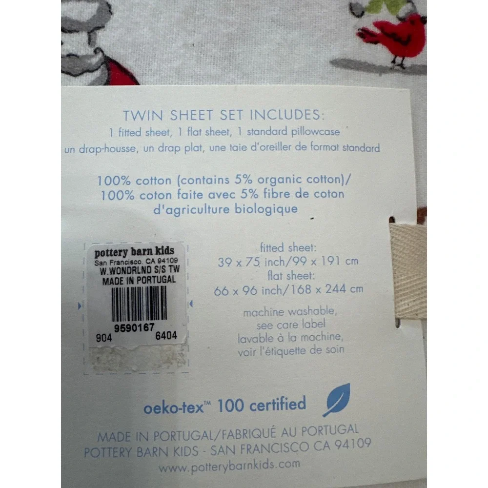 Pottery Barn Kids Winter Wonderland Twin Flannel‎ Sheet Set Santa Reindeer New